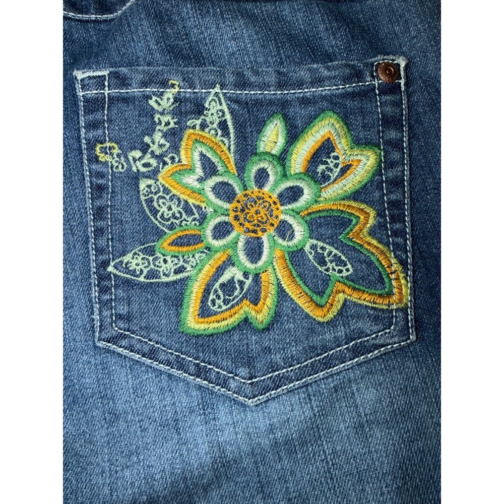 Jeanstar Womens 14W Embroidered Cuffed Floral Capri Jeans Y2K Cottagecore Retro - Picture 5 of 11